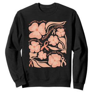 Endometrial Cancer Support Squad Floral Gift Sweatshirt In September We Wear Peach
