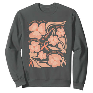 Endometrial Cancer Support Squad Floral Gift Sweatshirt In September We Wear Peach