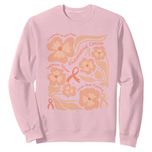 Endometrial Cancer Support Squad Floral Gift Sweatshirt In September We Wear Peach