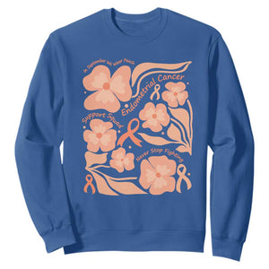 Endometrial Cancer Support Squad Floral Gift Sweatshirt In September We Wear Peach