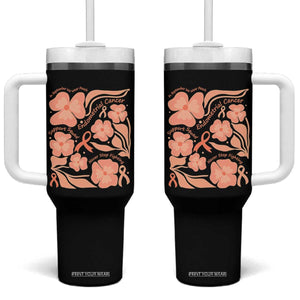 Endometrial Cancer Support Squad Floral Gift Tumbler With Handle In September We Wear Peach