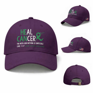 Heal Cancer Nothing Is Impossible With God Baseball Cap Liver Cancer Support Gift