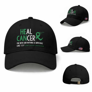 Heal Cancer Nothing Is Impossible With God Baseball Cap Liver Cancer Support Gift