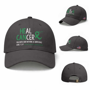 Heal Cancer Nothing Is Impossible With God Baseball Cap Liver Cancer Support Gift