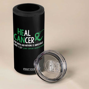 Heal Cancer Nothing Is Impossible With God 4 in 1 Can Cooler Tumbler Liver Cancer Support Gift