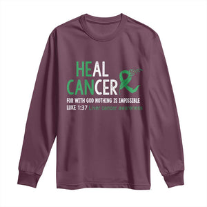 Heal Cancer Nothing Is Impossible With God Long Sleeve Shirt Liver Cancer Support Gift