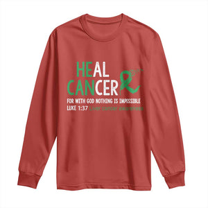 Heal Cancer Nothing Is Impossible With God Long Sleeve Shirt Liver Cancer Support Gift