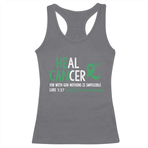 Heal Cancer Nothing Is Impossible With God Racerback Tank Top Liver Cancer Support Gift