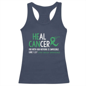 Heal Cancer Nothing Is Impossible With God Racerback Tank Top Liver Cancer Support Gift