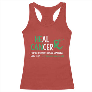 Heal Cancer Nothing Is Impossible With God Racerback Tank Top Liver Cancer Support Gift