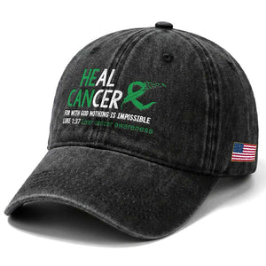 Heal Cancer Nothing Is Impossible With God Washed Cotton Baseball Cap Liver Cancer Support Gift