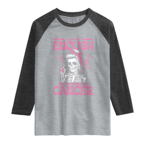 Funny Skeleton Breast Cancer Raglan Shirt I Dont Have Enough Middle Fingers