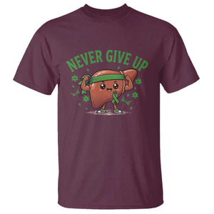 Liver Cancer Awareness Transplant Support T Shirt Never Give Up Nurse Gift