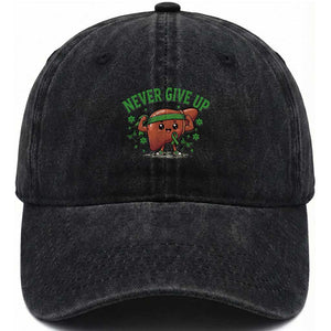 Liver Cancer Awareness Transplant Support Washed Cotton Baseball Cap Never Give Up Nurse Gift