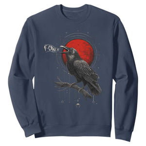 Horror Raven Sweatshirt F Caw F Gothic Blood Moon Halloween TS12 Navy Print Your Wear
