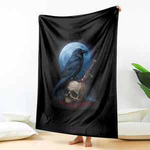 Horror Raven On Skull Throw Blanket Full Moon Gothic Art TS12 Print Your Wear