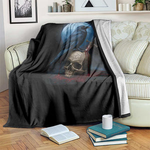 Horror Raven On Skull Throw Blanket Full Moon Gothic Art TS12 Print Your Wear