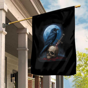 Horror Raven On Skull Garden Flag Full Moon Gothic Art TS12 Print Your Wear
