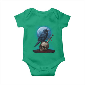Horror Raven On Skull Baby Onesie Full Moon Gothic Art TS12 Irish Green Print Your Wear
