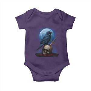 Horror Raven On Skull Baby Onesie Full Moon Gothic Art TS12 Purple Print Your Wear