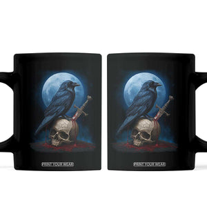 Horror Raven On Skull Coffee Mug Full Moon Gothic Art TS12 Black Print Your Wear