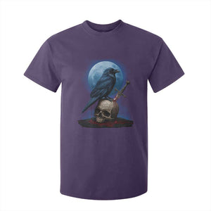Horror Raven On Skull T Shirt For Kid Full Moon Gothic Art TS12 Purple Print Your Wear