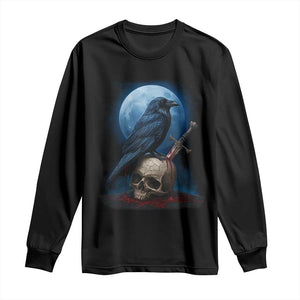 Horror Raven On Skull Long Sleeve Shirt Full Moon Gothic Art TS12 Black Print Your Wear