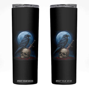 Horror Raven On Skull Skinny Tumbler Full Moon Gothic Art TS12 Black Print Your Wear