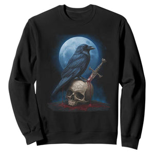Horror Raven On Skull Sweatshirt Full Moon Gothic Art TS12 Black Print Your Wear