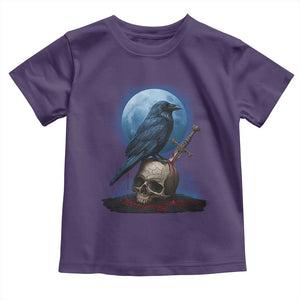 Horror Raven On Skull Toddler T Shirt Full Moon Gothic Art TS12 Purple Print Your Wear