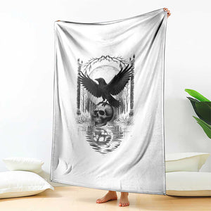 Gothic Raven On Skull With Full Moon Throw Blanket TS12 Print Your Wear