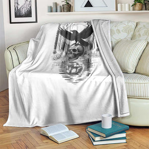 Gothic Raven On Skull With Full Moon Throw Blanket TS12 Print Your Wear