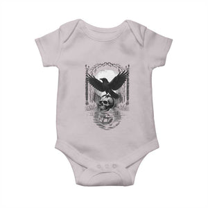 Gothic Raven On Skull With Full Moon Baby Onesie TS12 Ice Gray Print Your Wear