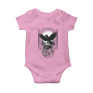Gothic Raven On Skull With Full Moon Baby Onesie TS12 Light Pink Print Your Wear