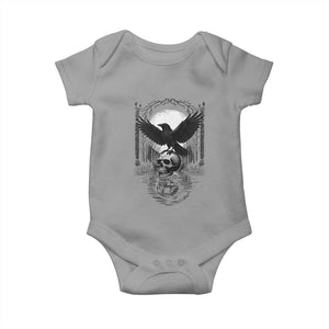 Gothic Raven On Skull With Full Moon Baby Onesie TS12 Sport Gray Print Your Wear