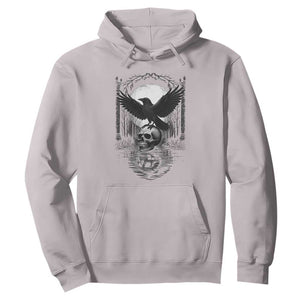 Gothic Raven On Skull With Full Moon Hoodie TS12 Ice Gray Print Your Wear