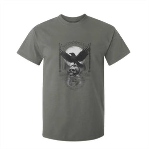 Gothic Raven On Skull With Full Moon T Shirt For Kid TS12 Military Green Print Your Wear