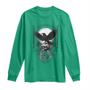 Gothic Raven On Skull With Full Moon Long Sleeve Shirt TS12 Irish Green Print Your Wear