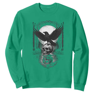 Gothic Raven On Skull With Full Moon Sweatshirt TS12 Irish Green Print Your Wear