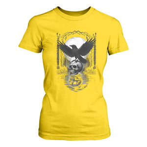 Gothic Raven On Skull With Full Moon T Shirt For Women TS12 Daisy Print Your Wear