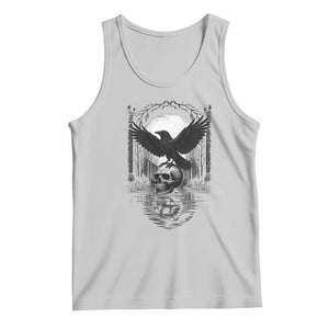 Gothic Raven On Skull With Full Moon Tank Top TS12 Ash Print Your Wear