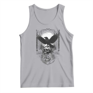Gothic Raven On Skull With Full Moon Tank Top TS12 Athletic Heather Print Your Wear