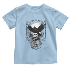 Gothic Raven On Skull With Full Moon Toddler T Shirt TS12 Light Blue Print Your Wear