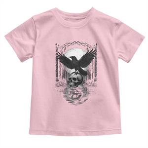Gothic Raven On Skull With Full Moon Toddler T Shirt TS12 Light Pink Print Your Wear