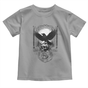 Gothic Raven On Skull With Full Moon Toddler T Shirt TS12 Sport Gray Print Your Wear