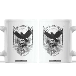 Gothic Raven On Skull With Full Moon Coffee Mug TS12 White Print Your Wear