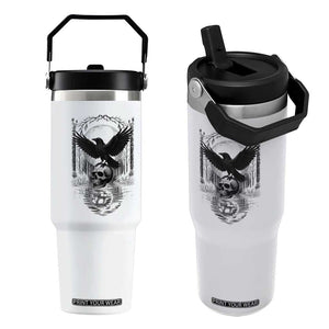Gothic Raven On Skull With Full Moon Flip Straw Tumbler TS12 One Size: 30 oz White Print Your Wear