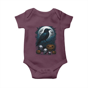 Halloween Gothic Raven Baby Onesie Full Moon Horror Art TS12 Maroon Print Your Wear