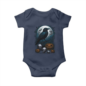 Halloween Gothic Raven Baby Onesie Full Moon Horror Art TS12 Navy Print Your Wear