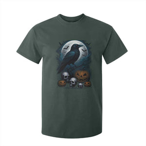 Halloween Gothic Raven T Shirt For Kid Full Moon Horror Art TS12 Dark Forest Green Print Your Wear
